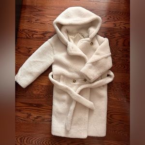 Max Mara inspired oversize teddy real sheep wool coat, size M